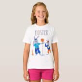 "Happy Easter" Bunny Crossing Stop Sign Fun T-shirt (Voorkant volledig)