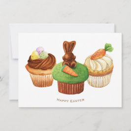 Happy Easter Bunny Cupcakes Holiday Kaart