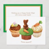 Happy Easter Bunny Cupcakes Holiday Kaart (Voorkant / Achterkant)