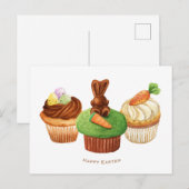 Happy Easter Bunny Cupcakes Holiday Kaart (Voorkant / Achterkant)