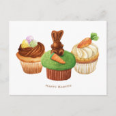 Happy Easter Bunny Cupcakes Holiday Kaart (Voorkant)