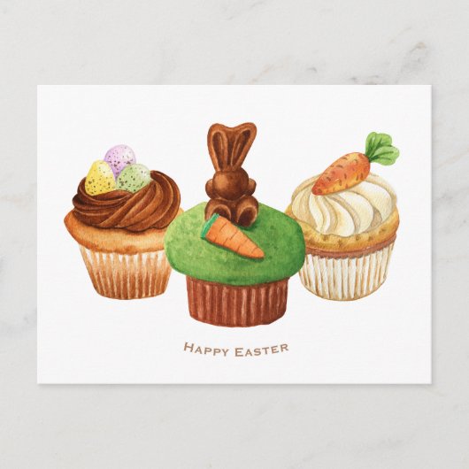 Happy Easter Bunny Cupcakes Holiday Kaart (Voorkant)