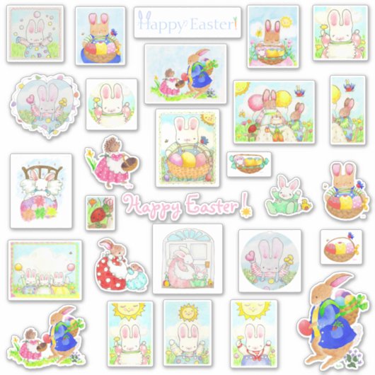 Happy Easter Bunny Custom-Cut Vinyl Stickers (Voorkant)
