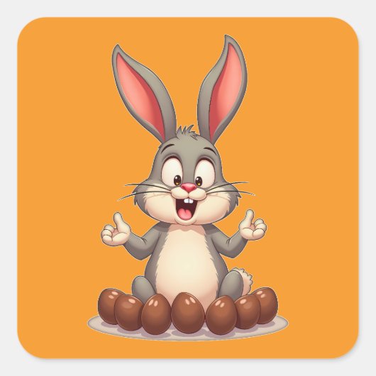 Happy Easter Bunny – Cute Rabbit with Autocolante Vierkante Sticker (Voorkant)