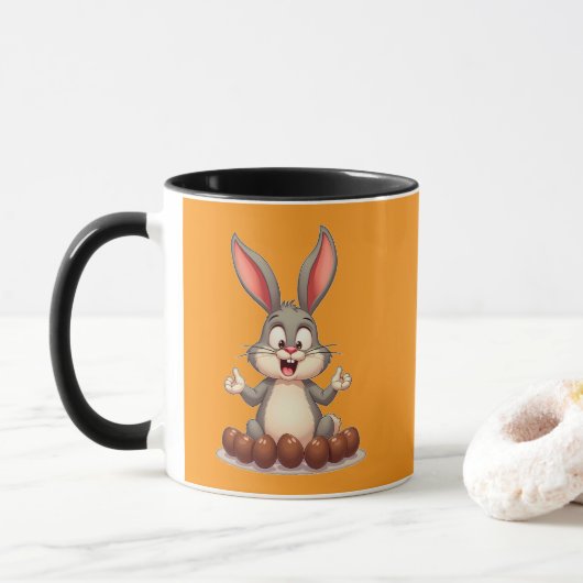 Happy Easter Bunny – Cute Rabbit with caneca Mok (Met donut)