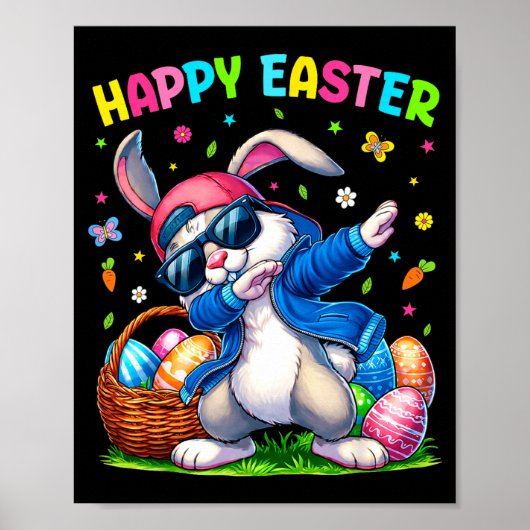 Happy Easter Bunny Dabbing Funny Easter Day Women Poster (Voorkant)