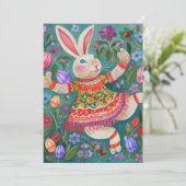 Happy Easter Bunny Dance Feestdagenkaart (Staand voorkant)