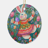 Happy Easter Bunny Dance Keramisch Ornament (Links)