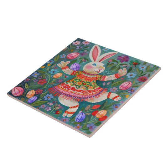 Happy Easter Bunny Dance Tegeltje (Zijkant)