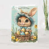 Happy Easter Bunny Dochter Daffodils Ladybug Kaart (Voorkant)
