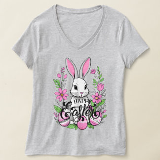 Happy Easter Bunny (donkerroze) T-shirt