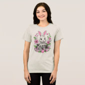 Happy Easter Bunny (donkerroze) Tri-Blend Shirt (Voorkant volledig)