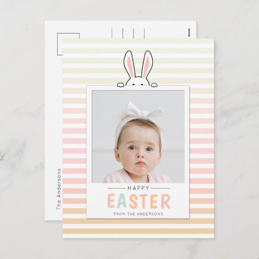 Happy Easter Bunny Ears Afbeelding Holiday Briefka Feestdagenkaart (Voorkant / Achterkant)