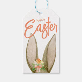 Happy Easter, Bunny Ears, Eggs, Flowers Cadeaulabel