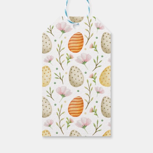 Happy Easter, Bunny Ears, Eggs, Flowers Cadeaulabel (Achterkant)