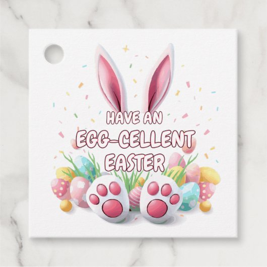 Happy Easter Bunny Ears & Feet Bedankjes Labels (Voorkant)
