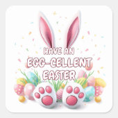 Happy Easter Bunny Ears & Feet Vierkante Sticker (Voorkant)