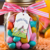 HAPPY EASTER Bunny Ears Gekleurde Eieren Cadeaulabel