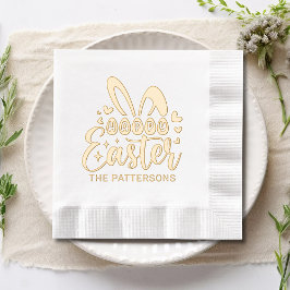 Happy Easter Bunny Ears Gepersonaliseerde naam Folie Servetten