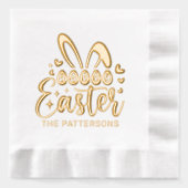 Happy Easter Bunny Ears Gepersonaliseerde naam Folie Servetten (Voorkant)
