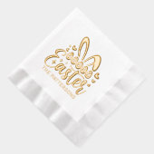 Happy Easter Bunny Ears Gepersonaliseerde naam Folie Servetten (Rechts)