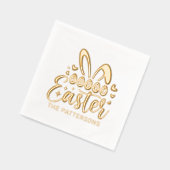 Happy Easter Bunny Ears Gepersonaliseerde naam Folie Servetten (Links)