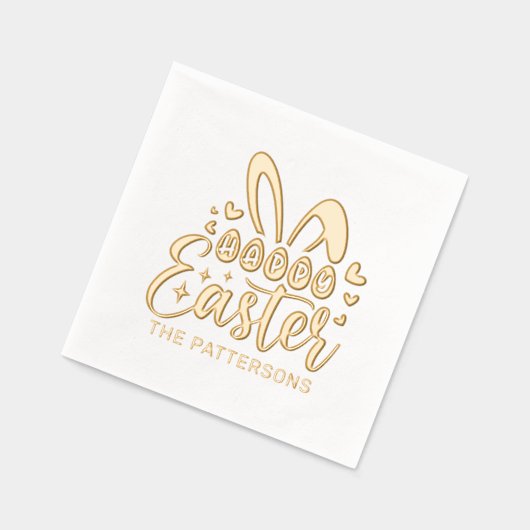 Happy Easter Bunny Ears Gepersonaliseerde naam Folie Servetten (Links)