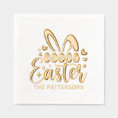 Happy Easter Bunny Ears Gepersonaliseerde naam Folie Servetten (Voorkant)