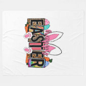 Happy Easter Bunny Ears Leopard Print Plaid Graphi Fleece Deken (Voorkant (Horizontaal))