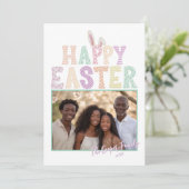 Happy Easter Bunny Ears Moderne typografie Foto Feestdagenkaart (Staand voorkant)