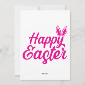 Happy Easter, Bunny Ears op roze tekst Feestdagenkaart (Achterkant)