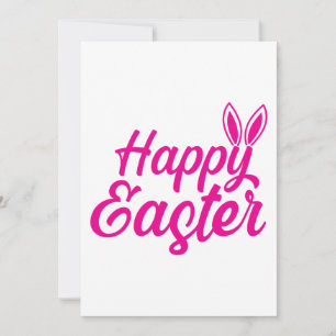 Happy Easter, Bunny Ears op roze tekst Feestdagenkaart