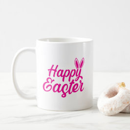 Happy Easter, Bunny Ears op roze tekst Koffiemok
