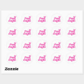Happy Easter, Bunny Ears op roze tekst Ronde Sticker (Vel)