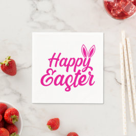 Happy Easter Bunny Ears op roze tekst Servet