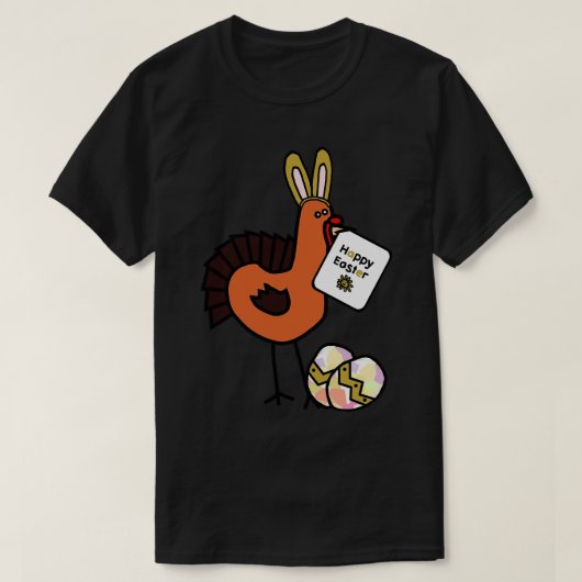 Happy Easter Bunny Ears op Thanksgiving Turkije T-shirt (Design voorkant)