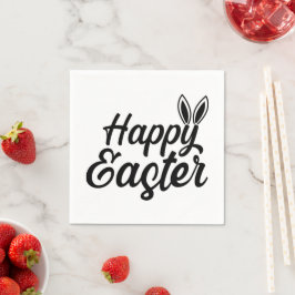 Happy Easter Bunny Ears op zwarte tekst Servet