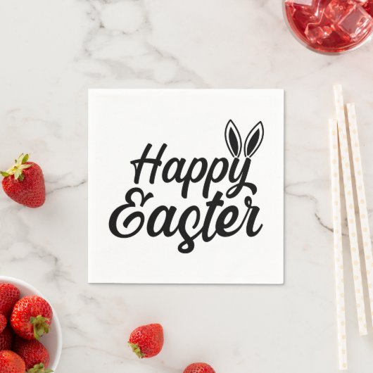 Happy Easter Bunny Ears op zwarte tekst Servet (Insitu)