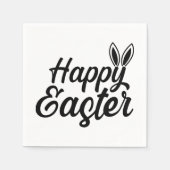 Happy Easter Bunny Ears op zwarte tekst Servet (Voorkant)