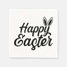 Happy Easter Bunny Ears op zwarte tekst Servet