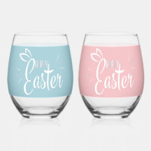 Happy Easter Bunny Ears Schattige Roze en Blauw Re