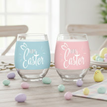 Happy Easter Bunny Ears Schattige Roze en Blauw Re