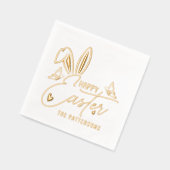 Happy Easter Bunny Ears Script Persoonlijke naam Folie Servetten (Links)