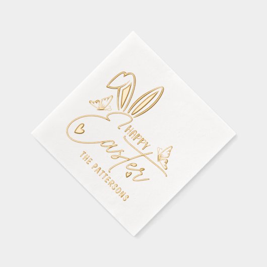 Happy Easter Bunny Ears Script Persoonlijke naam Folie Servetten (Rechts)