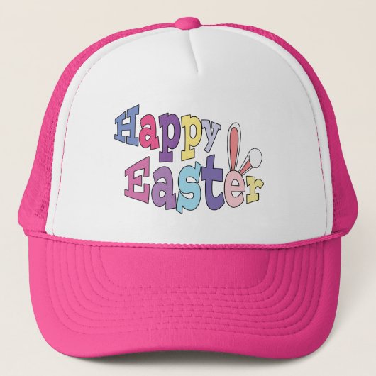 Happy Easter Bunny Ears Trucker Hat Trucker Pet (Voorkant)