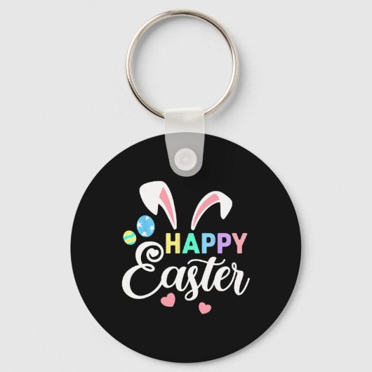 Happy Easter Bunny Easter Eggs Konijn Oren Vrouwen Sleutelhanger (Voorkant)