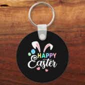 Happy Easter Bunny Easter Eggs Konijn Oren Vrouwen Sleutelhanger (Voorkant)