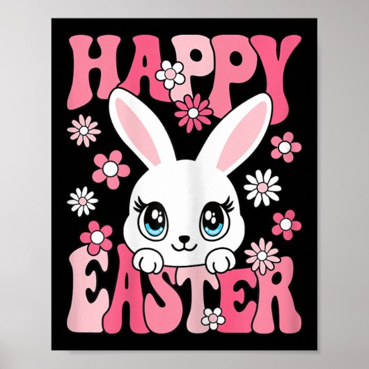 Happy Easter Bunny Easter Rabbit Vrouwen Meisjes K Poster (Voorkant)