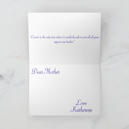 Happy Easter Bunny Egg Basket Lila Elegant Kaart (Binnen)