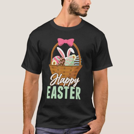 Happy Easter Bunny Egg Basket T-shirt (Voorkant)
